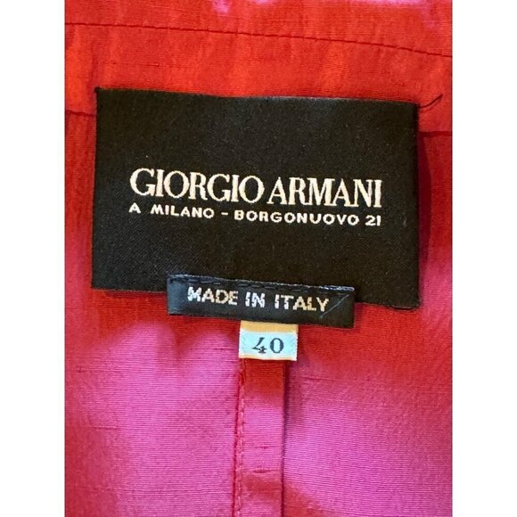 Giorgio Armani Jacket Women Small Pink Silk Blend Collared Snap Close Jacket - Picture 12 of 15